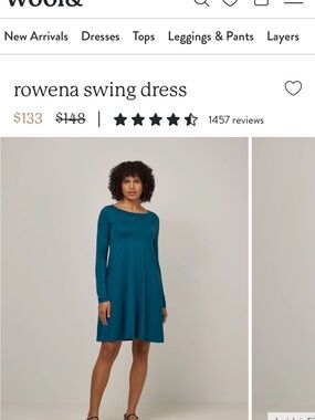 Rowena Swing Dress - Teal Long-Sleeve by Wool&